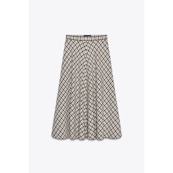 ZARA ZW COLLECTION CHECK CAPE SKIRT - Picture 5 of 7